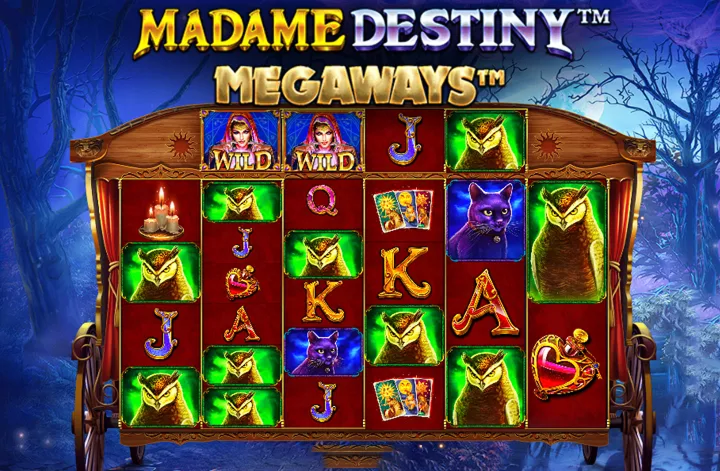 Madame Destiny Megaways Uomini e donne giocano a poker al tavolo del casinò